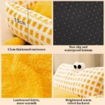 A cozy FluffyEye Haven Plaid Pet Sofa from bichonshop.com, the ultimate comfort spot for Bichons and Malteses, available at Bichon Shop