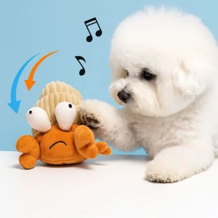 Bichon Dancing Crab Toy – interactive plush toy that moves and entertains. Safe, soft, and perfect for small dogs. Keeps Bichons active and happy indoors.