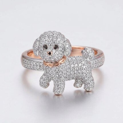 925 Sterling Silver Bichon Frise Ring