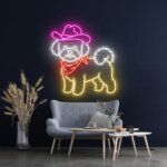Bichon Frise Cowboy Led Sign