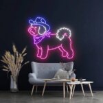 Bichon Frise Cowboy Led Sign