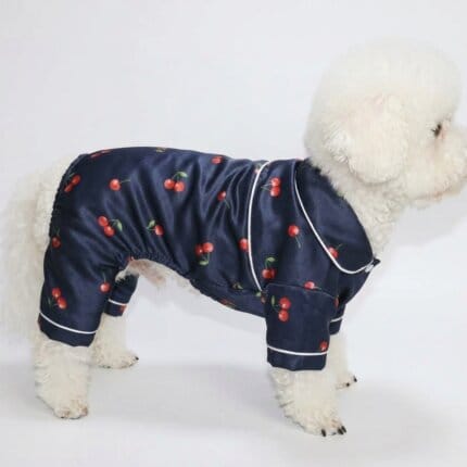 Cherry Satin Bichon Pajamas