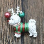 Christmas Bichon Frise Brooch