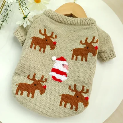 Knitted Santa Bichon Frise Sweater