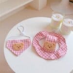 Plaid Bichon Frise Hat and Bandana Set