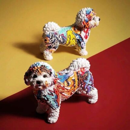 Rainbow Bichon Frise Figure