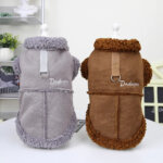 Bichon Frise shearling coat in brown and grey