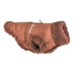Brown Bichon Frise shearling coat side view