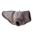 Grey Bichon Frise shearling coat side view